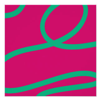 Poster – Green Lines on Pink