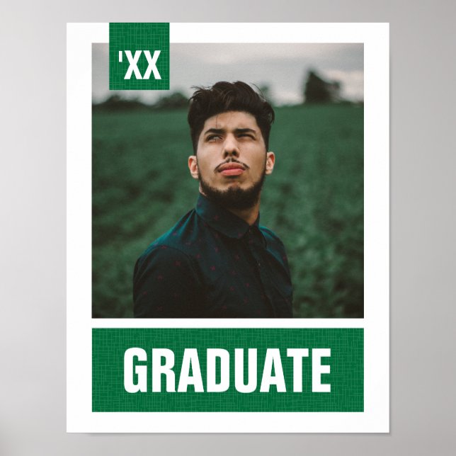 Poster Green Modern Textured Photo Graduation (Devant)