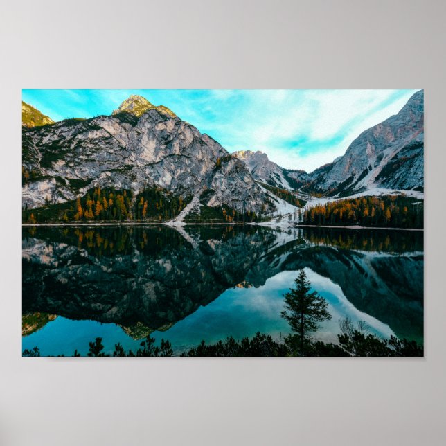 Poster Green Mountain Photo Lake Spring Mountain 4k Wallp (Devant)