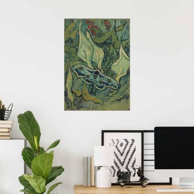 Poster Green Peacock (Empereur) Moth de Vincent van Gogh (Bureau à domicile)