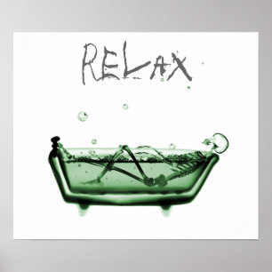 Poster- Green Relax X-Ray Skeleton Bath Time Poster