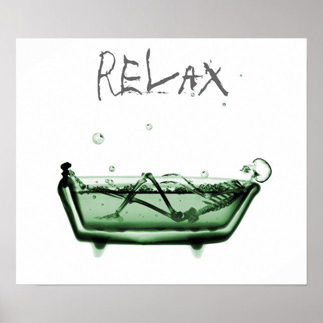 Poster- Green Relax X-Ray Skeleton Bath Time Poster (Vorne)