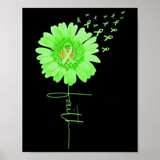 Poster Green Ribbon Daisy Faith Sensibilisation à la sant (Devant)