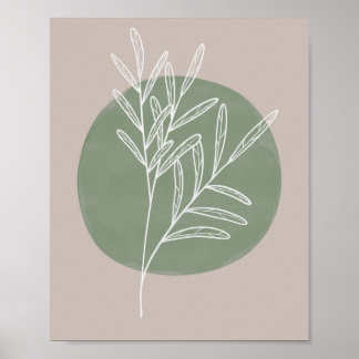 Poster Green Sage Farmhouse Botanique Blanc