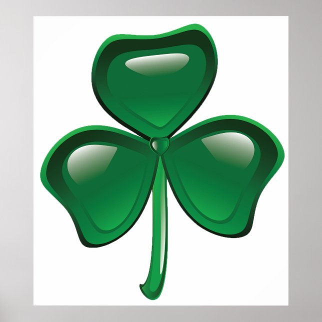 Poster Green Shamrock Three-Leaf Clover (Devant)