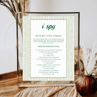 Poster Green Stripe I Spy Wedding Game Wedding Photo Hunt