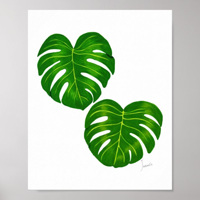Poster Green Tropical Monstera Art Feuille Imprimer (Devant)
