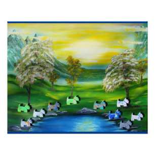 Poster Green Venus Scotties à l'étang