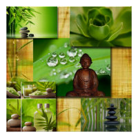 Green Zen & Buddha Serenity Collage