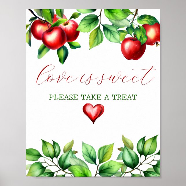 Poster Greenary Red Apple Love est doux (Devant)