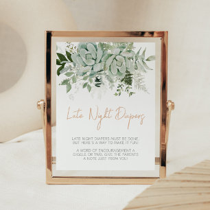 Poster Greenerife Succulents Baby shower Late Night Diape