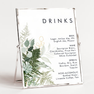 Poster "Greenery and Gold Leaf Wedding Drinks"