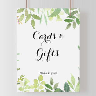 Poster Greenery Botanical Foliage Cards and Gifts Sign