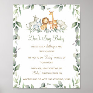 Poster Greenery Jungle Animals Don't Say Baby Game