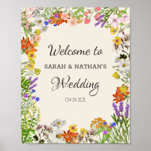 Poster Greenery Wildflower Colorful Floral Wedding Frame