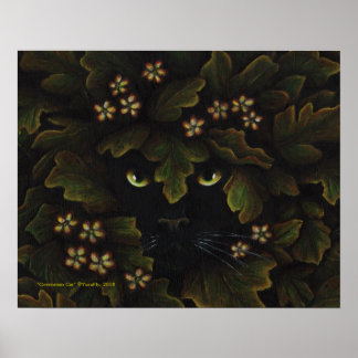 Poster Greenman Black Cat Nature Forest Art