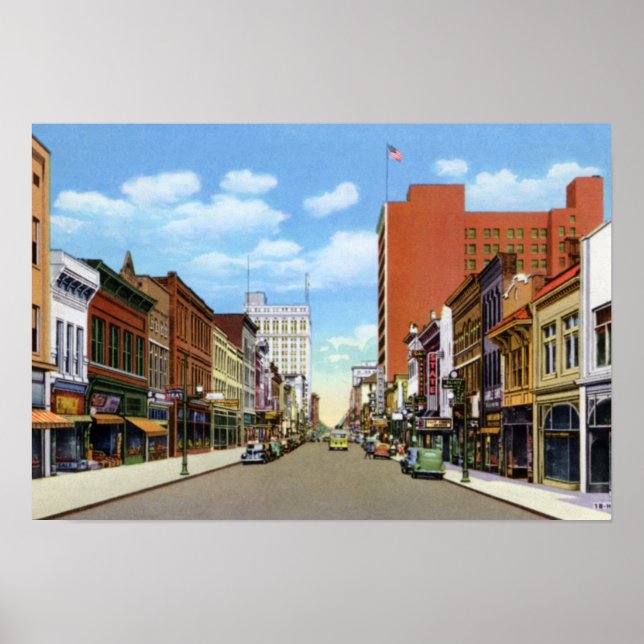 Poster Greensboro Caroline du Nord, rue Elm (Devant)