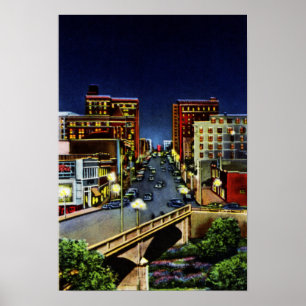 Poster Greenville la Caroline du Sud la nuit