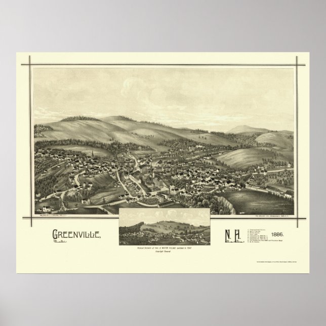 Poster Greenville, NH Panoramic Map - 1886 (Devant)