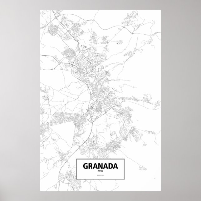 Poster Grenade, Espagne (noir sur blanc) (Devant)