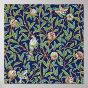 Poster Grenade et petit oiseau, William Morris