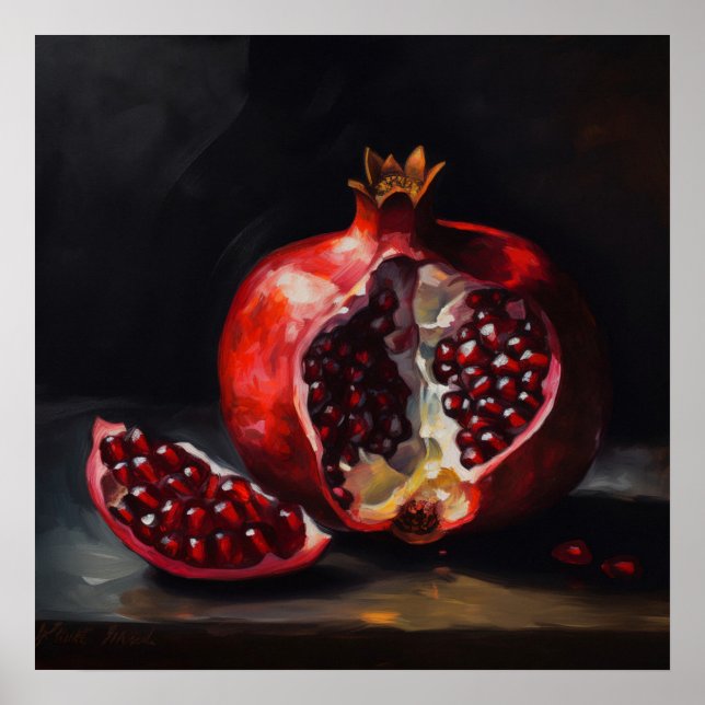 Poster Grenade | Vie morte | Style de peinture à l'huile (Devant)