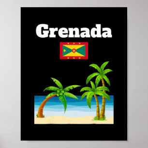 Poster Grenade Voyage Souvenir Drapeau Grenadien Vacances
