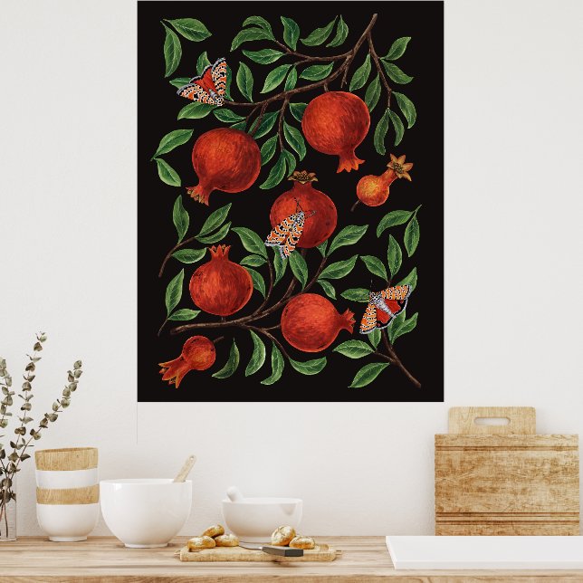 Poster Grenades et papillons Bella (Cuisine)