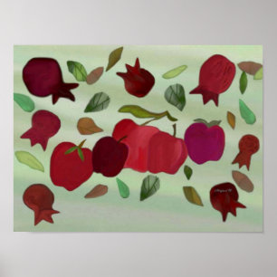 Poster Grenades et pommes Année douce Imprimer