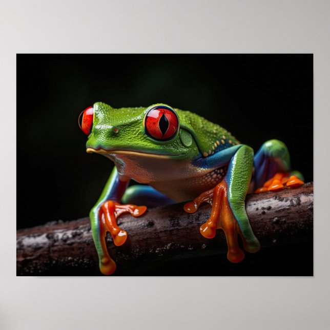 Poster Grenouille aux yeux rouges (Devant)