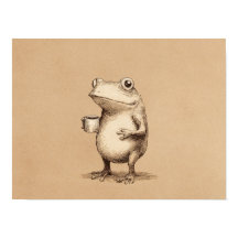 Grenouille avec Café – Animal Ancien Fantaisiste