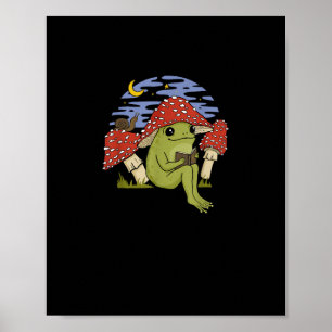 Poster Grenouille avec chapeau de champignon - Cottagecor