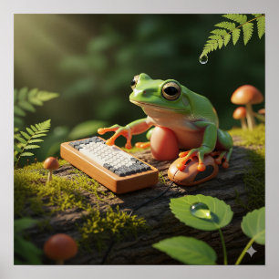 Poster Grenouille avec entrée de l'ordinateur