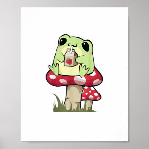 Poster Grenouille Champignon Goblincore Mycologie Style C