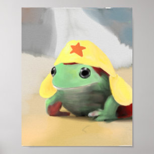Poster Grenouille dans l'affiche casquette