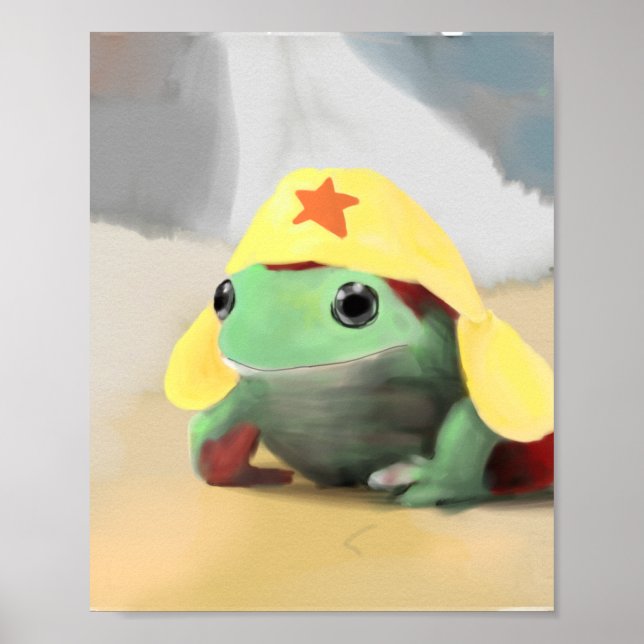 Poster Grenouille dans l'affiche casquette (Devant)