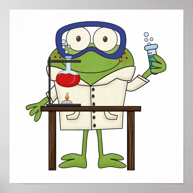 Poster Grenouille dans le laboratoire de la Science (Devant)