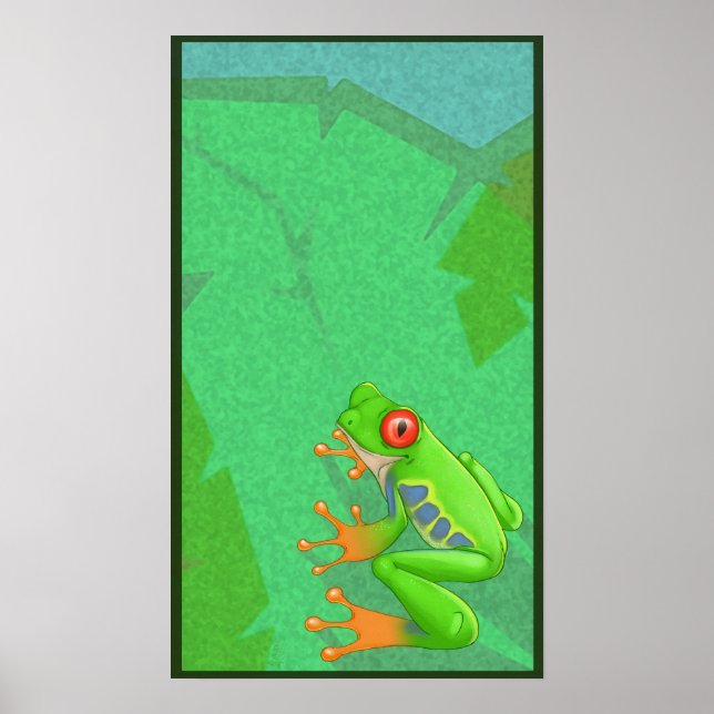 Poster Grenouille de l'arbre rouge (Devant)