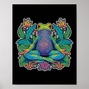 Poster Grenouille de yoga méditer pose zen lance étiremen