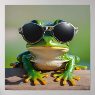 Poster Grenouille drôle avec lunettes de soleil