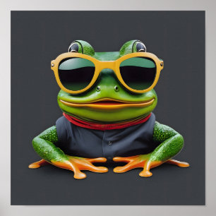 Poster Grenouille drôle avec lunettes de soleil