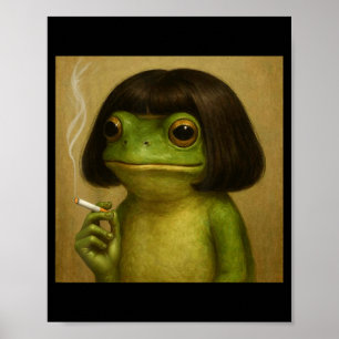 Poster Grenouille drôle Bob coupe de cheveux Fumant Mème