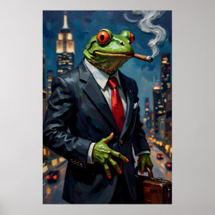Poster Grenouille en costume avec peinture au cigar