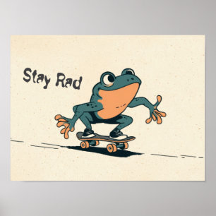 Poster Grenouille en skateboard – Jolie illustration d'an