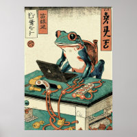 Grenouille jouant à des jeux PC, art de grenouille