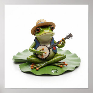 Poster Grenouille Jouant au banjo