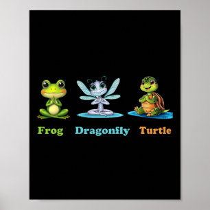 Poster Grenouille Libellule Tortue Yoga Humour Politique 