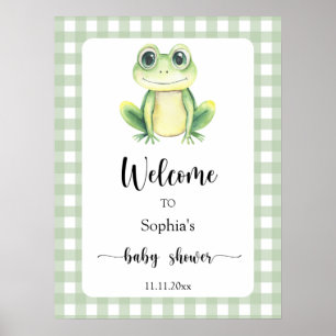 Poster Grenouille mignonne - Bienvenue à la baby shower