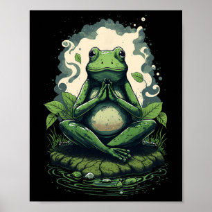 Poster Grenouille mignonne de méditation Yoga Zen Spiritu
