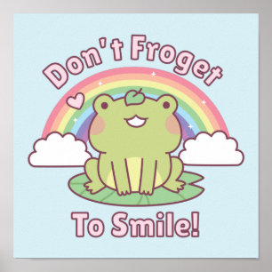 Poster Grenouille mignonne n'oublie pas de sourire